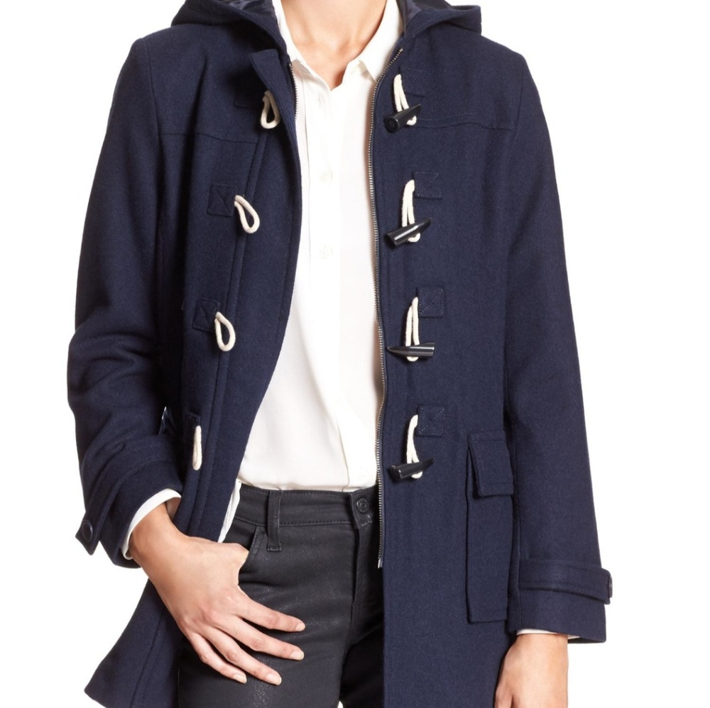 Blue Wool-blend Toggle Coat